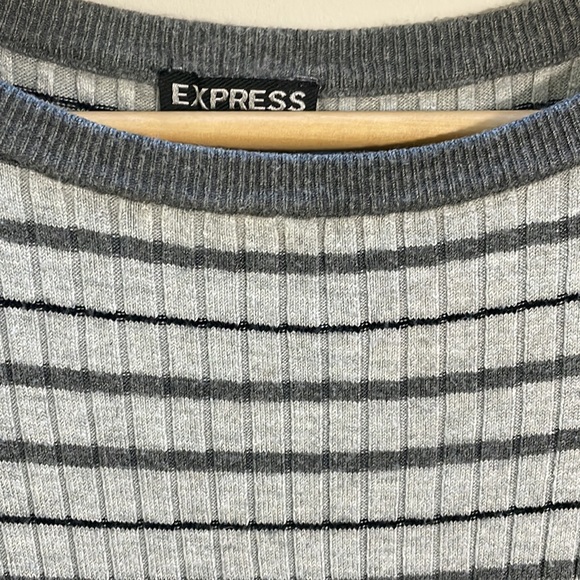 NWOT Express Knit Sweater Medium Striped Metallic Gray - Picture 7 of 10